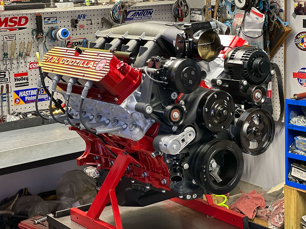 Red_Ford_Godzilla_675HP 7.3L Godzilla 675HP With Holley Oil System And High Mount Kit - Image 1
